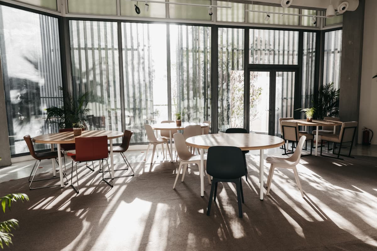 The Al-Ma'arij events hall at MAZJ, set up for a workshop